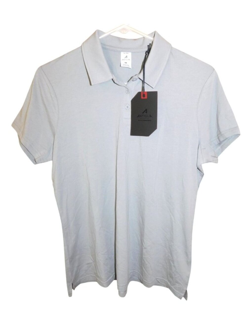 NWT Antigua Sky Gray Essence Polo Shirt Mens M Golf Performance Short Sleeve